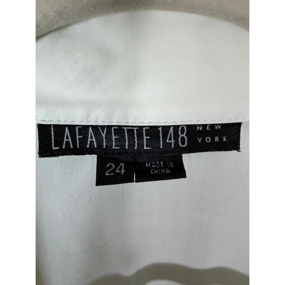 Lafayette 148 women's blouse button up cream pleaded feminine office plus size - Picture 4 of 9